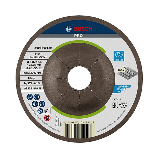 Disco de Ø115mm rebarbar colado PRO Stainless Steel BOSCH  1