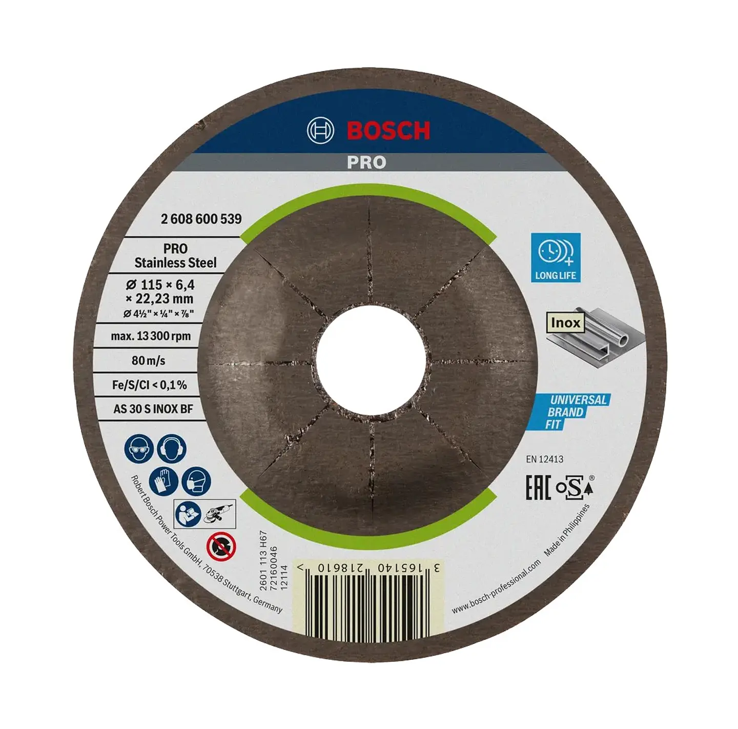 Disco de Ø115mm rebarbar colado PRO Stainless Steel BOSCH  1