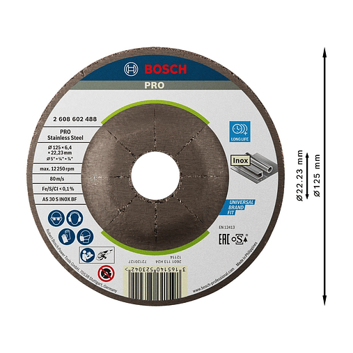 Disco de Ø125mm rebarbar colado PRO Stainless Steel BOSCH 2