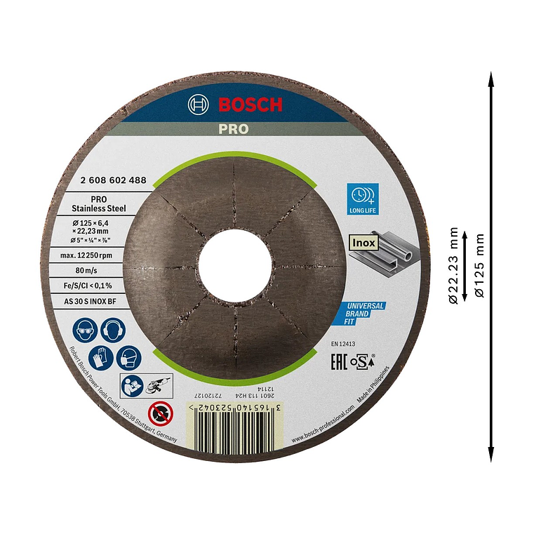 Disco de Ø125mm rebarbar colado PRO Stainless Steel BOSCH 2