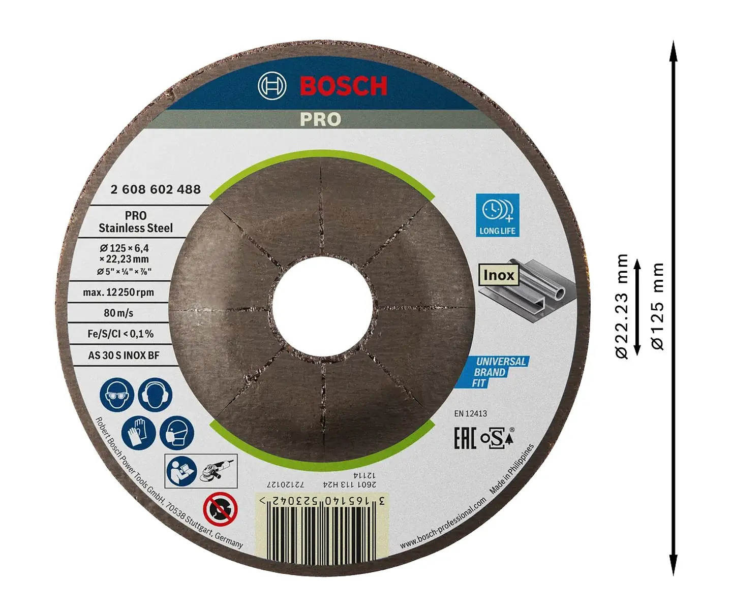 Disco de Ø125mm rebarbar colado PRO Stainless Steel BOSCH 2