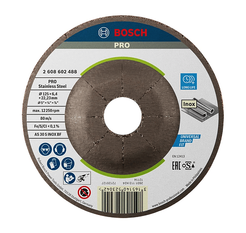 Disco de Ø125mm rebarbar colado PRO Stainless Steel BOSCH