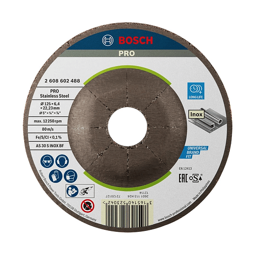 Disco de Ø125mm rebarbar colado PRO Stainless Steel BOSCH 1
