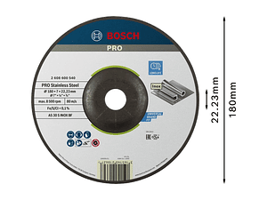 Disco de rebarbar Ø180mm colado PRO Stainless Steel BOSCH 