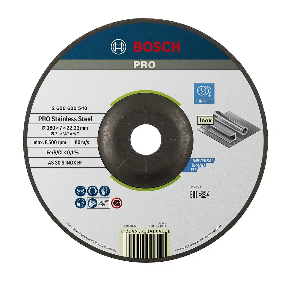 Disco de rebarbar Ø180mm colado PRO Stainless Steel BOSCH  1