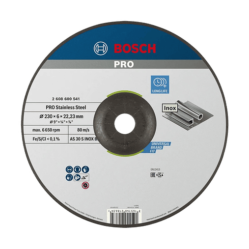 Disco de rebarbar Ø230mm colado PRO Stainless Steel BOSCH 1