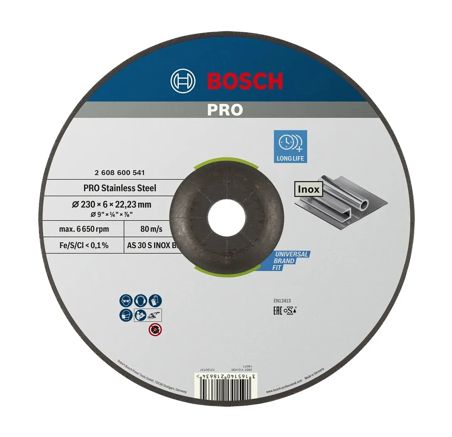 Disco de rebarbar Ø230mm colado PRO Stainless Steel BOSCH 1