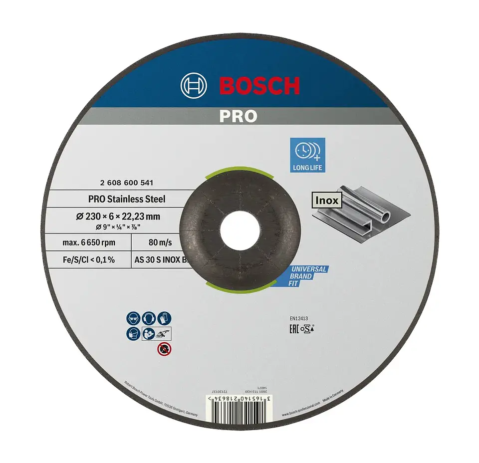 Disco de rebarbar Ø230mm colado PRO Stainless Steel BOSCH 1