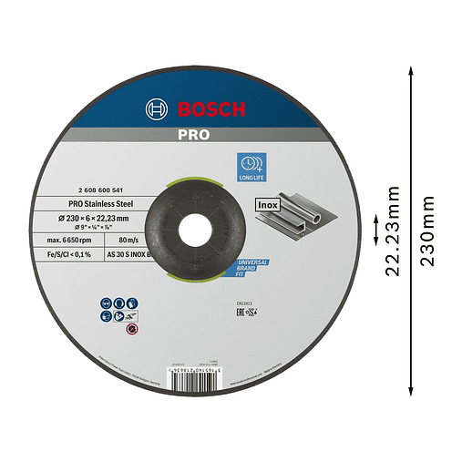 Disco de rebarbar Ø230mm colado PRO Stainless Steel BOSCH 2
