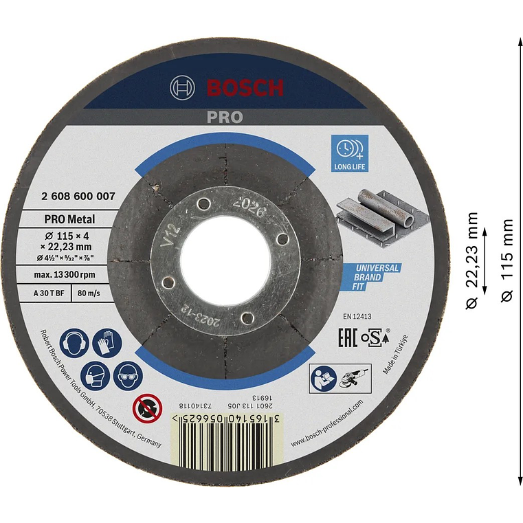 Disco de rebarbar colado Ø115mm PRO Metal BOSCH  2