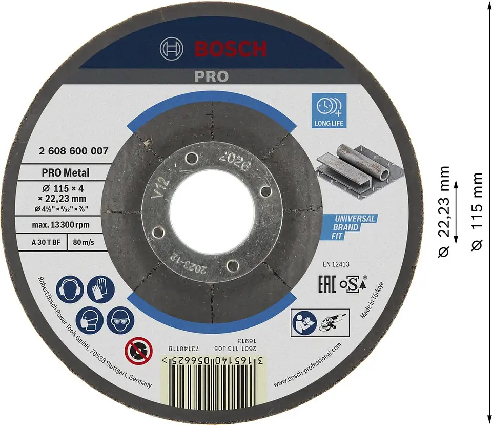 Disco de rebarbar colado Ø115mm PRO Metal BOSCH  2