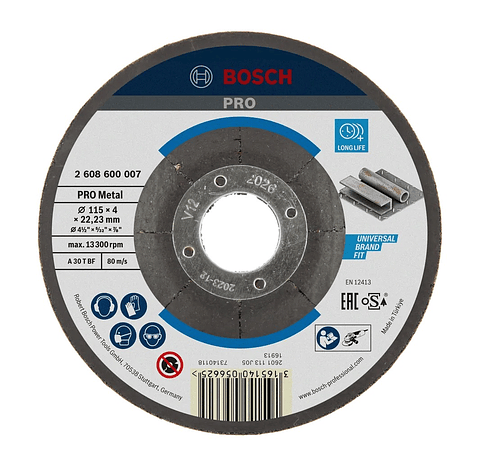 Disco de rebarbar colado Ø115mm PRO Metal BOSCH 