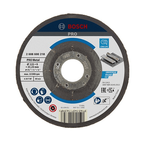 Disco de rebarbar colado Ø115mm PRO Metal BOSCH 