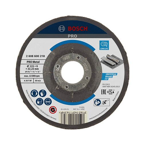 Disco de rebarbar colado Ø115mm PRO Metal BOSCH  1