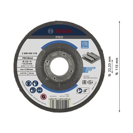 Disco de rebarbar colado Ø115mm PRO Metal BOSCH  2