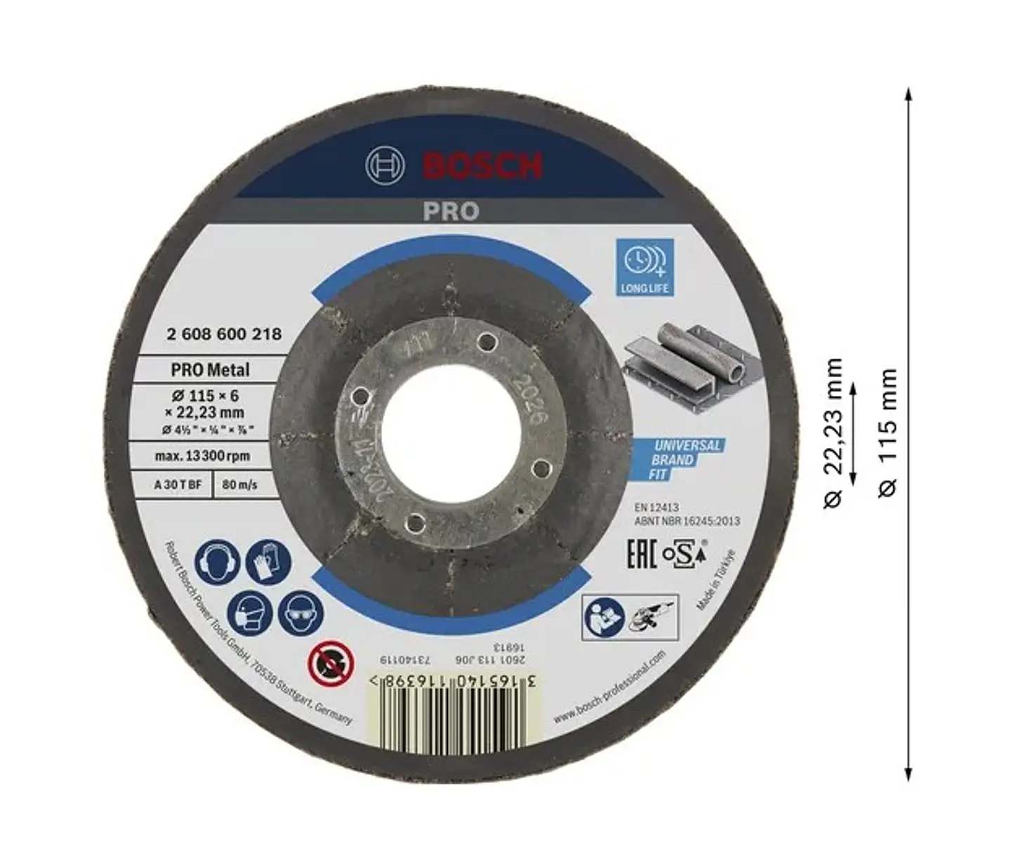 Disco de rebarbar colado Ø115mm PRO Metal BOSCH  2