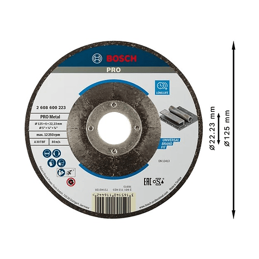 Disco de rebarbar colado Ø125mm PRO Metal BOSCH 2