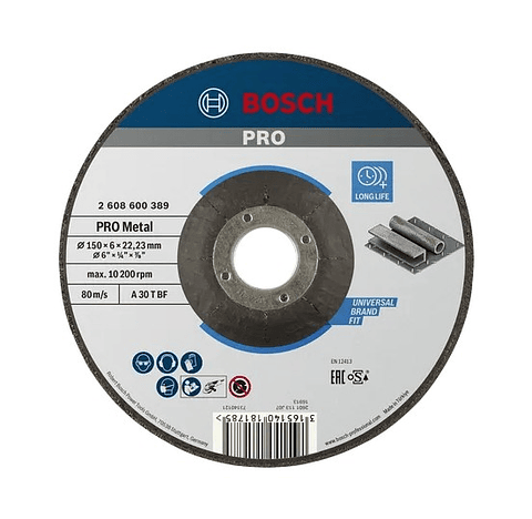 Disco de rebarbar colado Ø150mm PRO Metal BOSCH