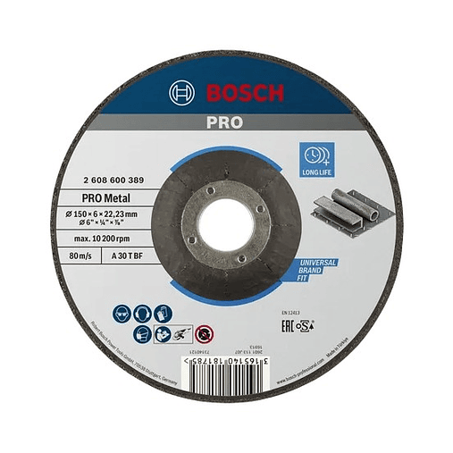 Disco de rebarbar colado Ø150mm PRO Metal BOSCH 1