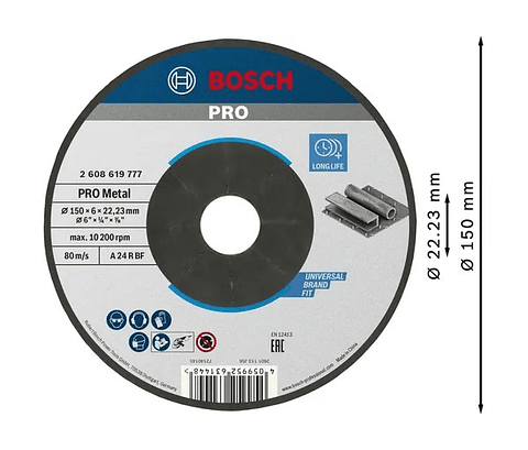 Disco de rebarbar colado Ø150mm PRO Metal BOSCH