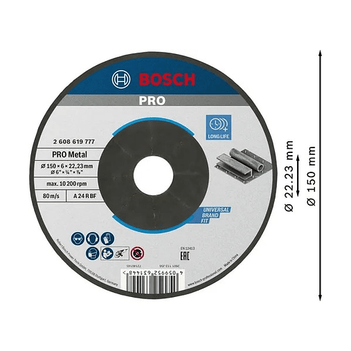 Disco de rebarbar colado Ø150mm PRO Metal BOSCH 2