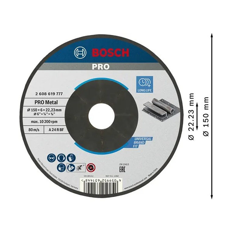 Disco de rebarbar colado Ø150mm PRO Metal BOSCH 2
