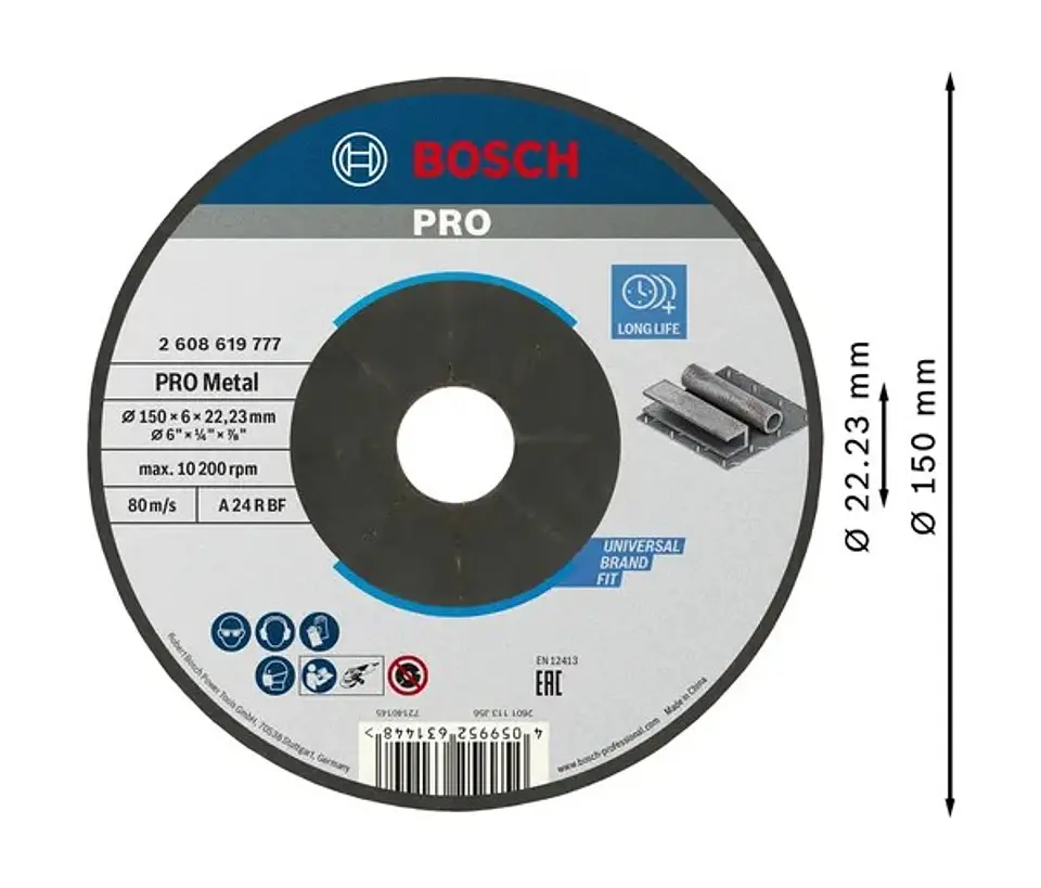 Disco de rebarbar colado Ø150mm PRO Metal BOSCH 2