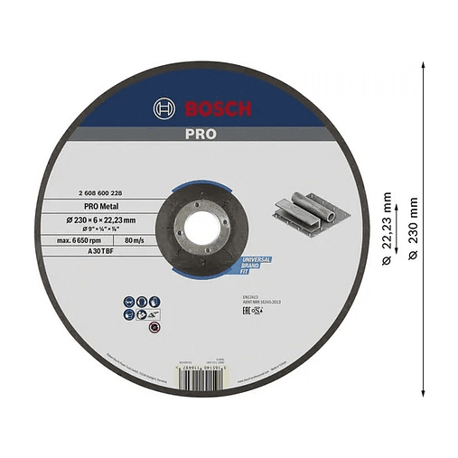 Disco de rebarbar colado Ø230 mm PRO Metal BOSCH  2
