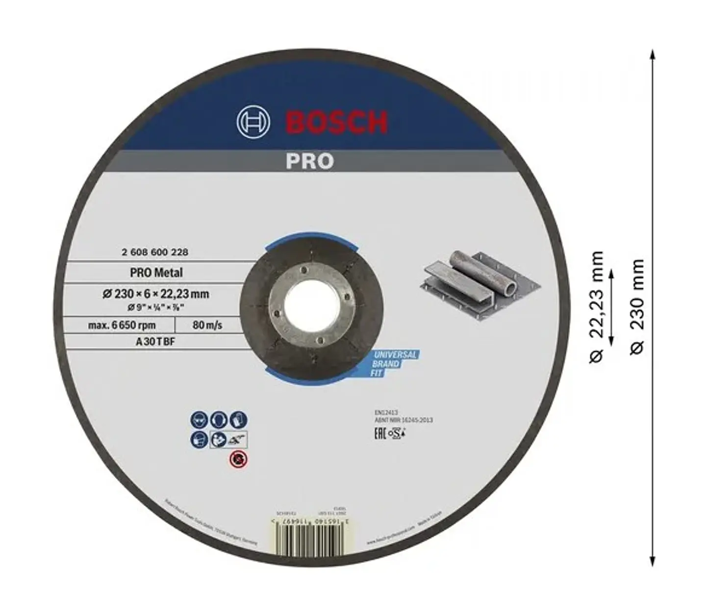 Disco de rebarbar colado Ø230 mm PRO Metal BOSCH  2