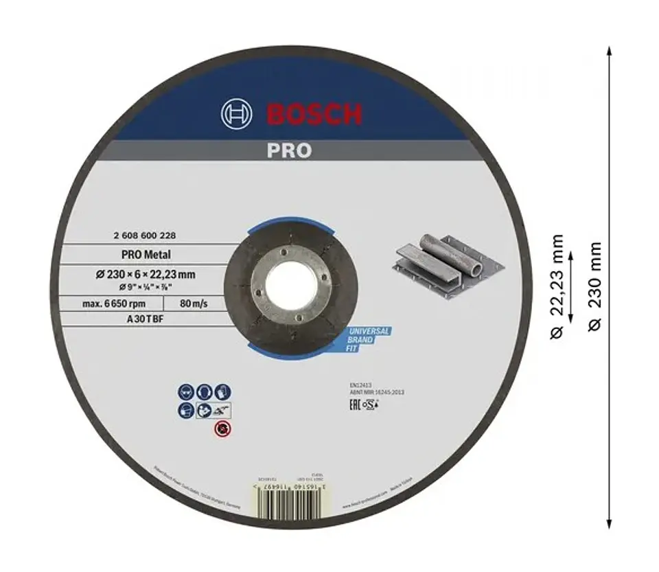 Disco de rebarbar colado Ø230 mm PRO Metal BOSCH  2