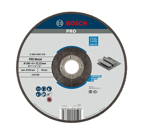 Disco de rebarbar colado Ø180 mm PRO Metal BOSCH