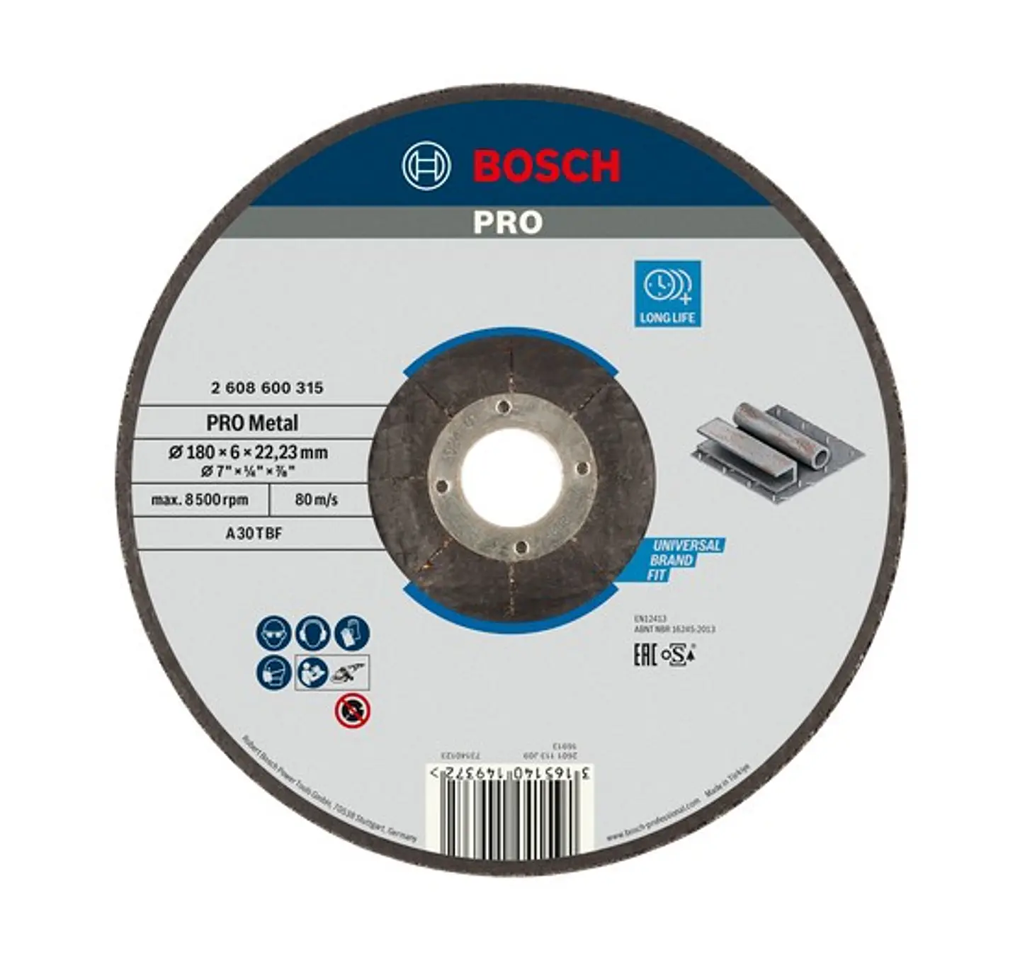 Disco de rebarbar colado Ø180 mm PRO Metal BOSCH 1