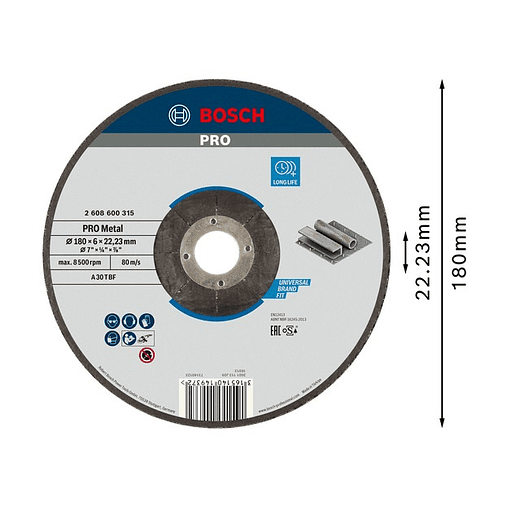 Disco de rebarbar colado Ø180 mm PRO Metal BOSCH 2