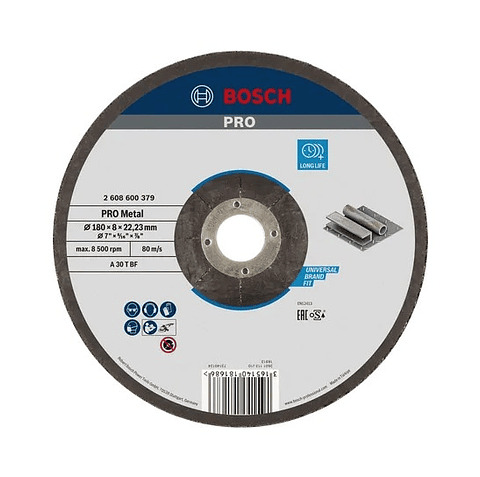Disco de rebarbar colado Ø180 mm PRO Metal BOSCH
