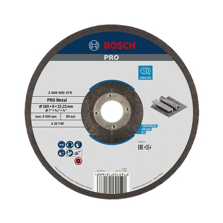 Disco de rebarbar colado Ø180 mm PRO Metal BOSCH 1