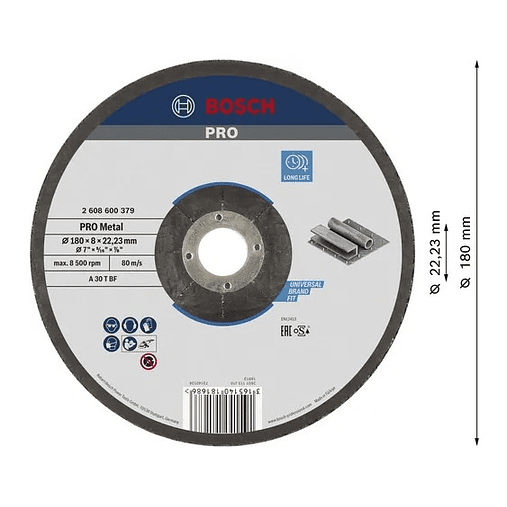 Disco de rebarbar colado Ø180 mm PRO Metal BOSCH 2