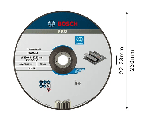 Disco de rebarbar colado Ø180 mm PRO Metal BOSCH