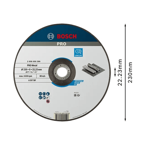 Disco de rebarbar colado Ø180 mm PRO Metal BOSCH 2