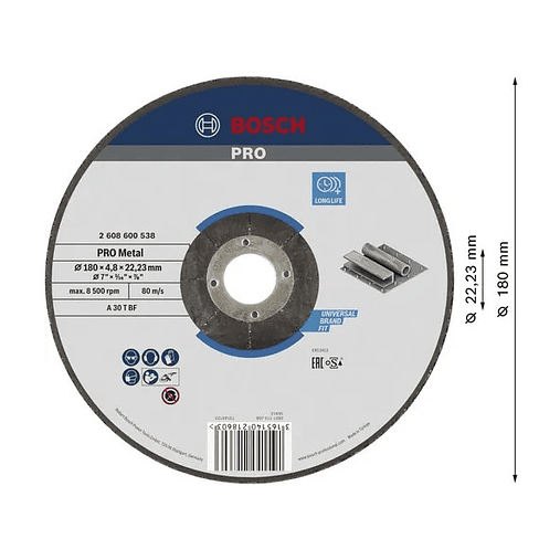 Disco de rebarbar colado Ø180 mm PRO Metal BOSCH 2