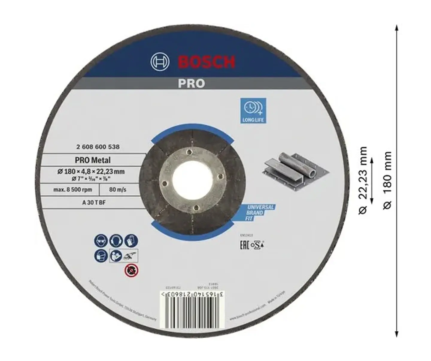 Disco de rebarbar colado Ø180 mm PRO Metal BOSCH 2