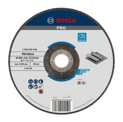 Disco de rebarbar colado Ø180 mm PRO Metal BOSCH