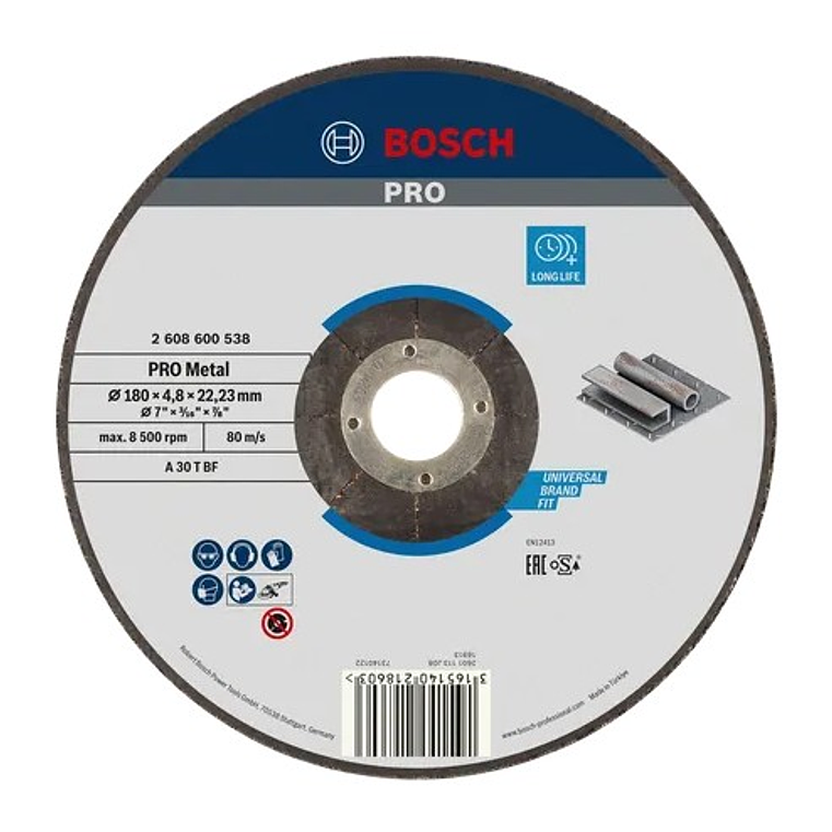 Disco de rebarbar colado Ø180 mm PRO Metal BOSCH 1