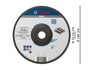 Disco de rebarbar colado Ø180 mm PRO Metal BOSCH