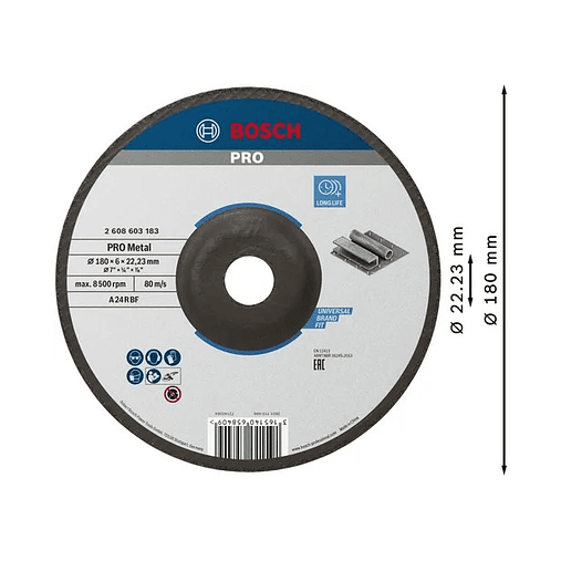 Disco de rebarbar colado Ø180 mm PRO Metal BOSCH 2