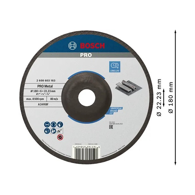 Disco de rebarbar colado Ø180 mm PRO Metal BOSCH 2