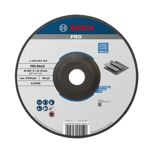 Disco de rebarbar colado Ø180 mm PRO Metal BOSCH 1