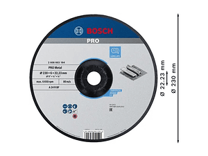 Disco de rebarbar colado Ø230mm PRO Metal BOSCH