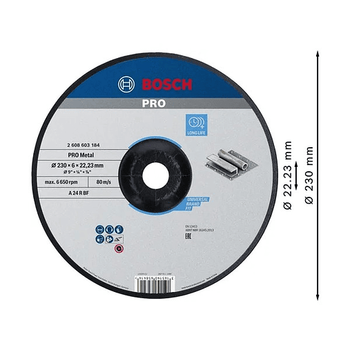 Disco de rebarbar colado Ø230mm PRO Metal BOSCH 2