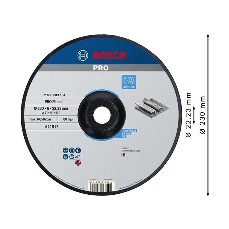 Disco de rebarbar colado Ø230mm PRO Metal BOSCH 2