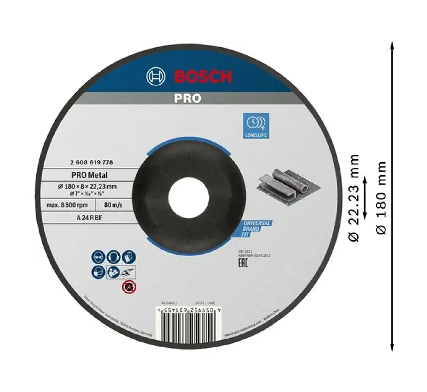 Disco de rebarbar colado Ø180mm PRO Metal BOSCH 2